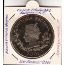 ISOLE FALKLAND 50 Pence 2001 Regina Vittoria 1837/1901 NIckel
